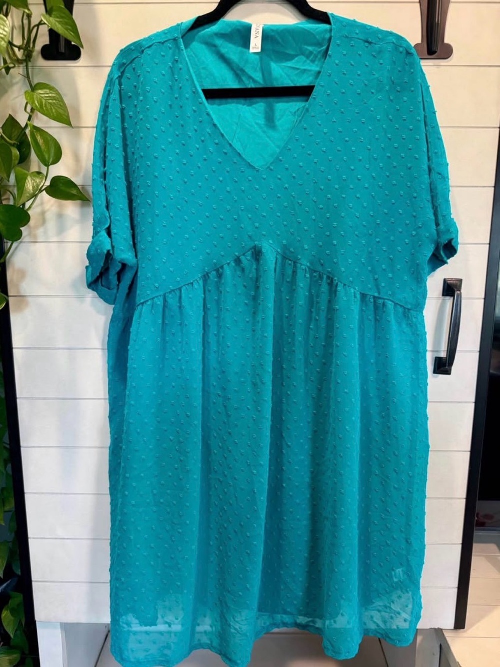 Zenana Outfitters Teal Textured Mini Dress